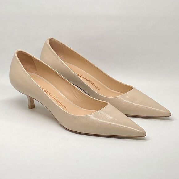 Stuart Weitzman Leather Kitten-Heel Pumps size 6.5 - Picture 1 of 11